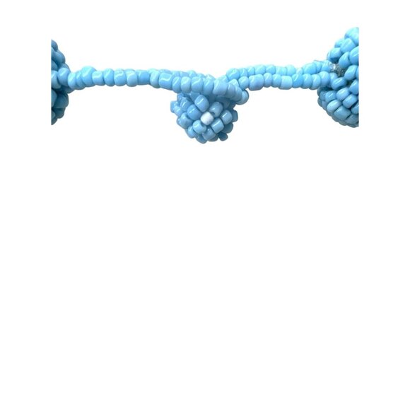 Vintage Light Blue Beaded Statement Necklace With Ball Design - Picture 4 of 4